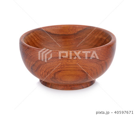 wooden bowl isolated on white background 40597671