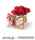 birthday concept with red roses in gift isolated on white background. seventy-second. 72nd. 3D 40600600