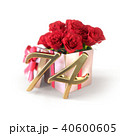 birthday concept with red roses in gift isolated on white background. seventy-fourth. 74th. 3D 40600605