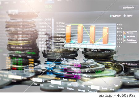 Stock market graph and business financial data on  40602952