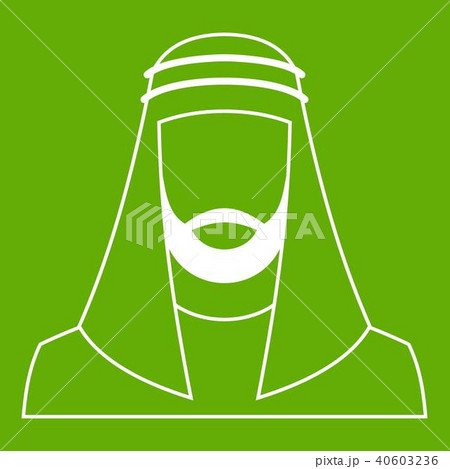 Arabic man in traditional muslim hat icon green Arabic man in traditional muslim hat icon green 40603236