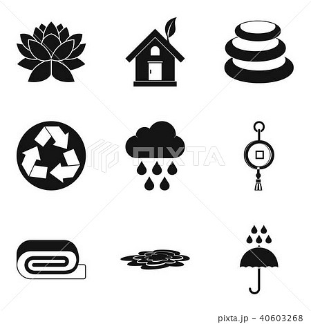 Japanese world icons set, simple style 40603268