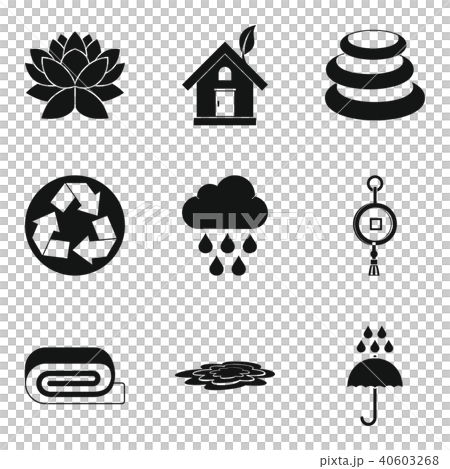 Japanese world icons set, simple style 40603268