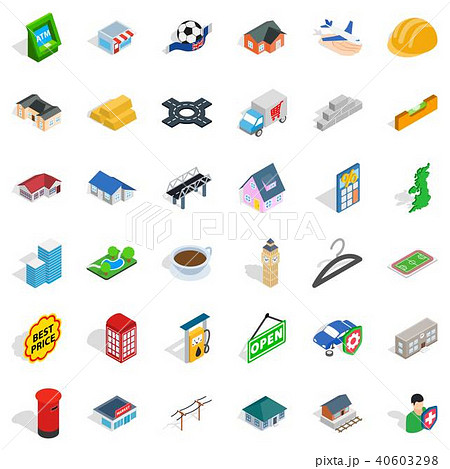 Urban space icons set, isometric style Urban space icons set, isometric style 40603298