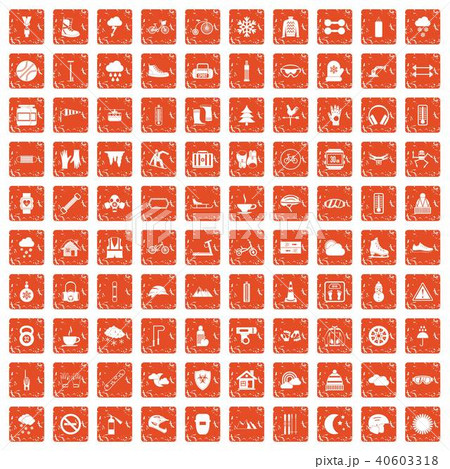 100 glove icons set grunge orange 40603318
