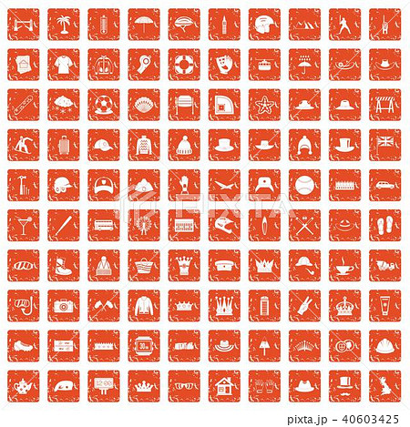 100 hat icons set grunge orange 100 hat icons set grunge orange 40603425