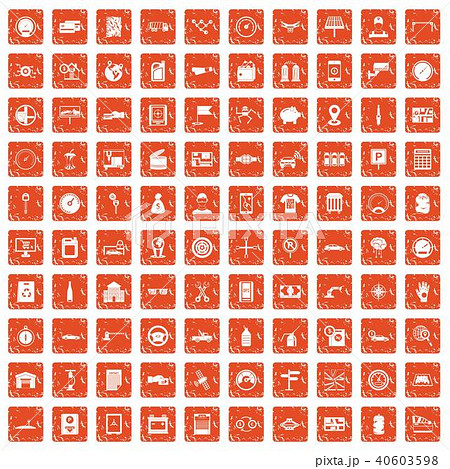 100 auto repair icons set grunge orange 40603598