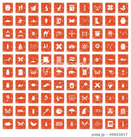 100 insects icons set grunge orange 100 insects icons set grunge orange 40603657