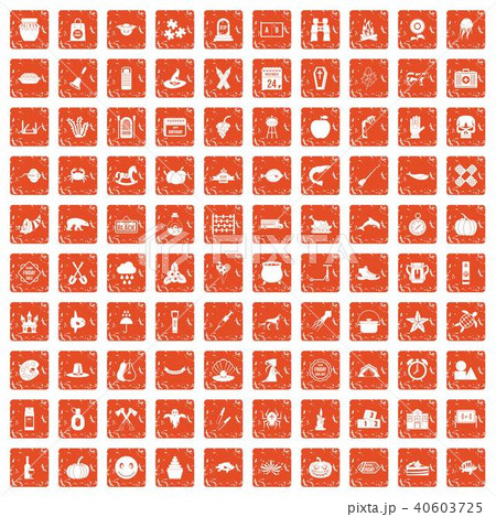 100 autumn holidays icons set grunge orange 40603725