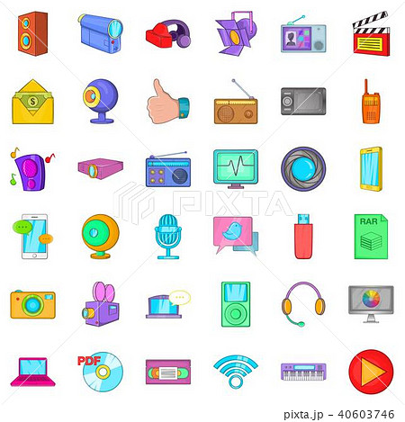 Information cloud icons set, cartoon style Information cloud icons set, cartoon style 40603746