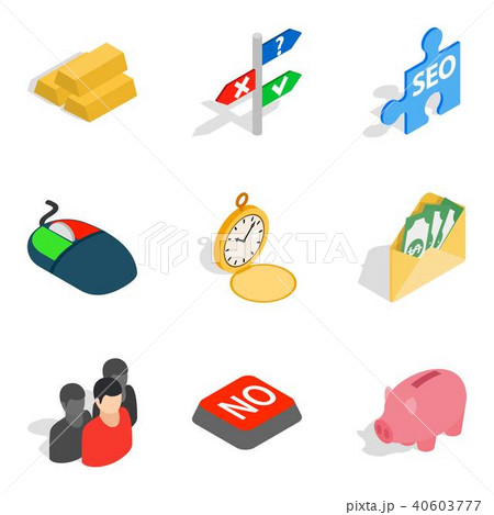 Monetary wealth icons set, isometric style Monetary wealth icons set, isometric style 40603777