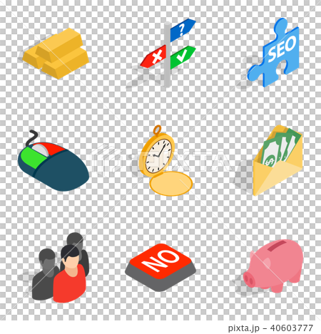 Monetary wealth icons set, isometric style Monetary wealth icons set, isometric style 40603777