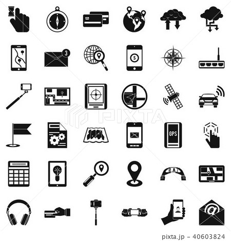 Portable widget icons set, simple style 40603824