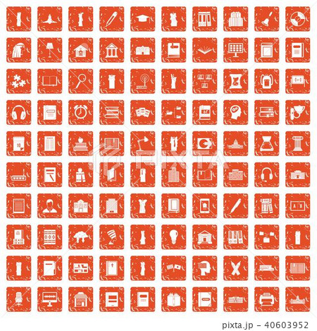 100 library icons set grunge orange 100 library icons set grunge orange 40603952