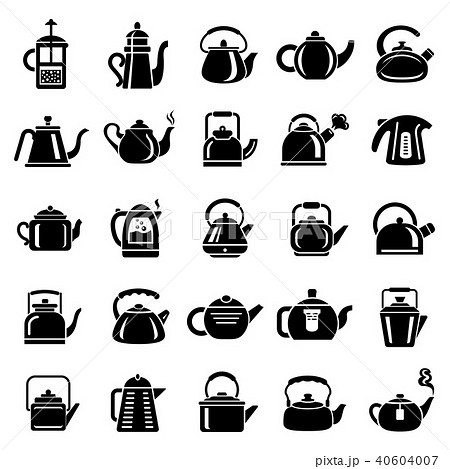 Kettle Teapot Icons Set Simple Styleのイラスト素材