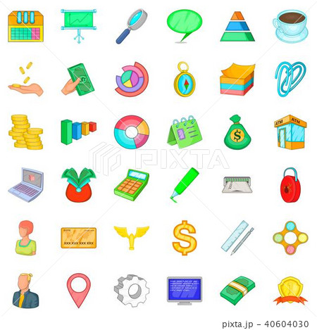 Modern business icons set, cartoon style Modern business icons set, cartoon style 40604030