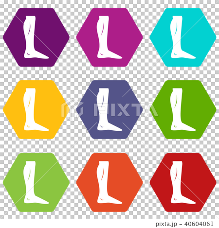 Human leg icon set color hexahedron Human leg icon set color hexahedron 40604061