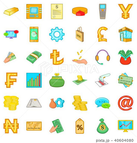 Box office icons set, cartoon style 40604080