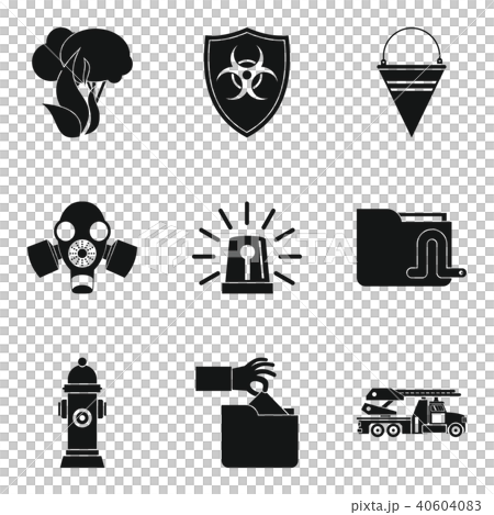 Protection of the park icons set, simple style Protection of the park icons set, simple style 40604083