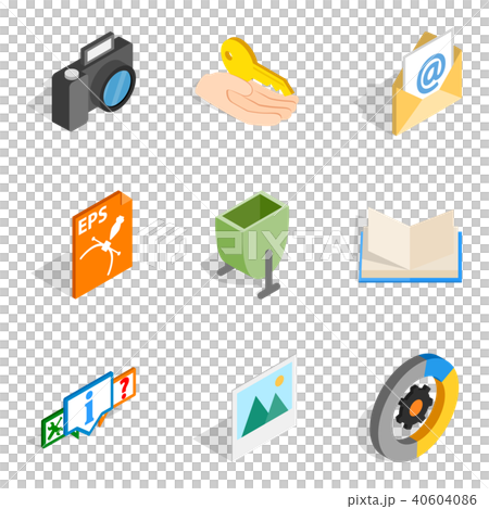 Information media icons set, isometric style 40604086