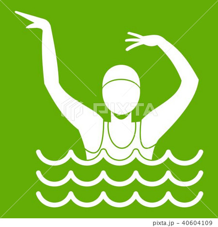 Swimmer in a swimming pool icon green 40604109