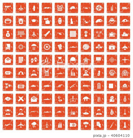 100 military journalist icons set grunge orange 40604110