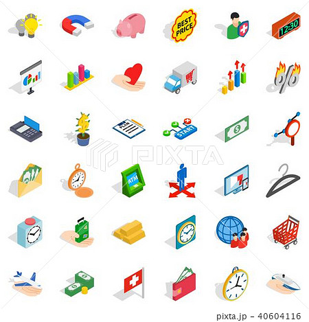 Bank cheque icons set, isometric style 40604116