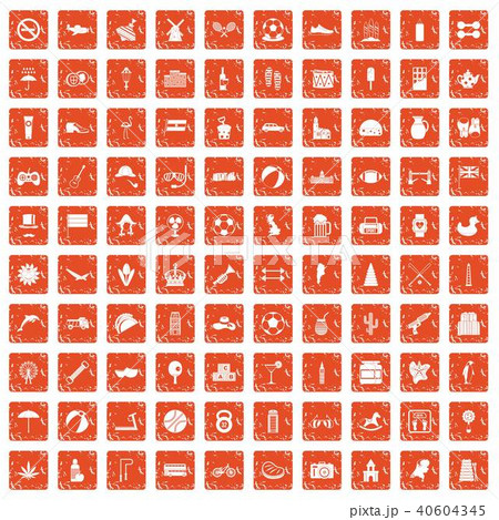 100 ball icons set grunge orange 40604345