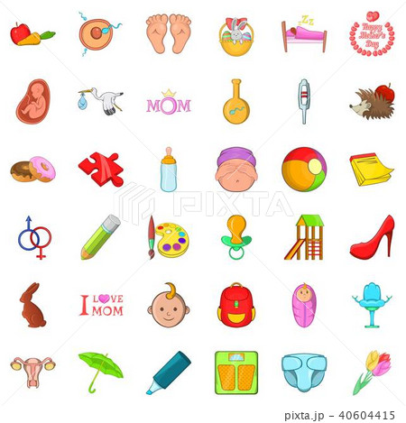 Boyhood icons set, cartoon style Boyhood icons set, cartoon style 40604415