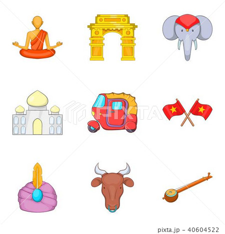 Oriental trip icons set, cartoon style 40604522