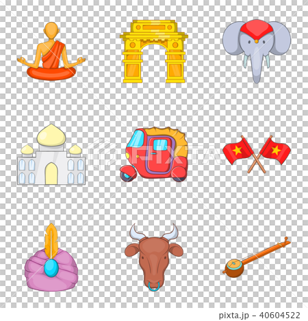 Oriental trip icons set, cartoon style 40604522