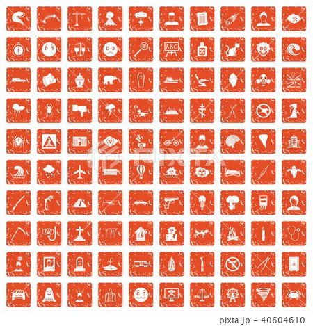 100 phobias icons set grunge orange 100 phobias icons set grunge orange 40604610