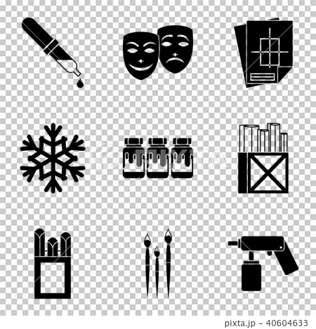 Paint school icons set, simple style Paint school icons set, simple style 40604633