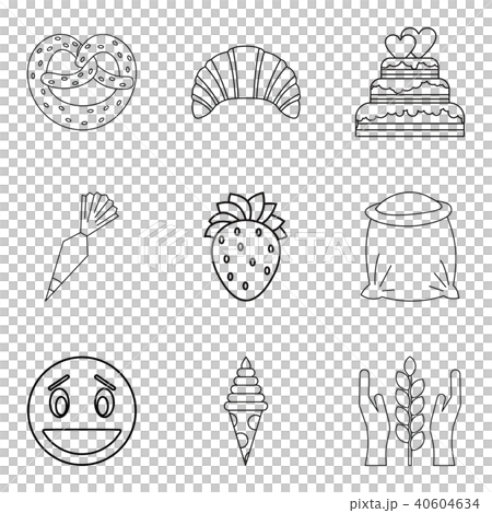 Dough icons set, outline style 40604634