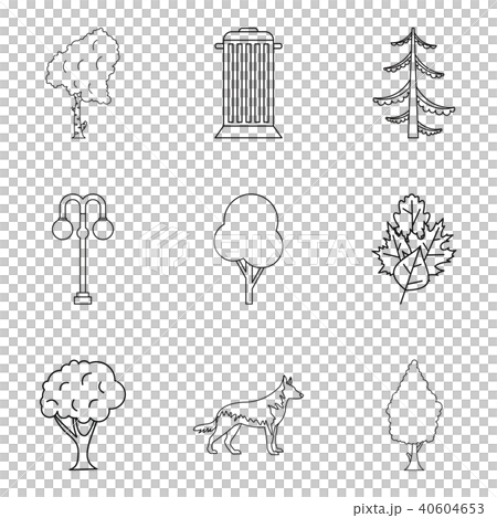 Green zone icons set, outline style Green zone icons set, outline style 40604653