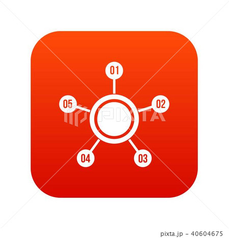 Circle chart with numbers icon digital red 40604675