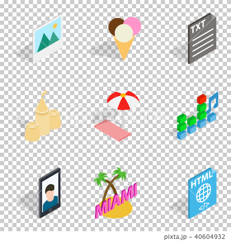 Holiday photograph icons set, isometric style 40604932