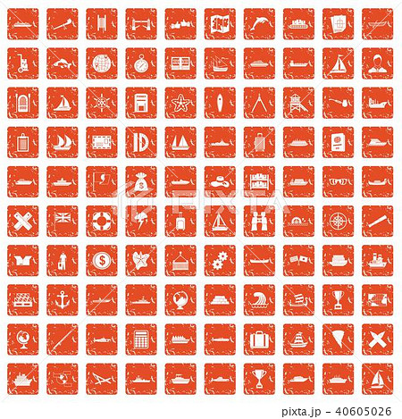 100 shipping icons set grunge orange 40605026