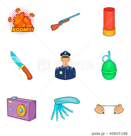 Home guard icons set, cartoon style 40605186
