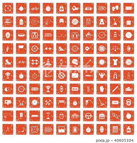 100 stopwatch icons set grunge orange 40605304