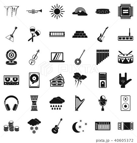 Sound festival icons set, simple style 40605372