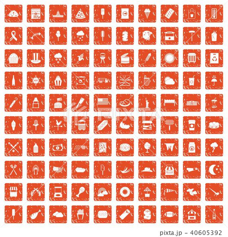 100 street food icons set grunge orange 100 street food icons set grunge orange 40605392