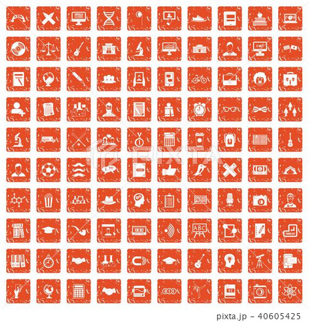100 student icons set grunge orange 100 student icons set grunge orange 40605425