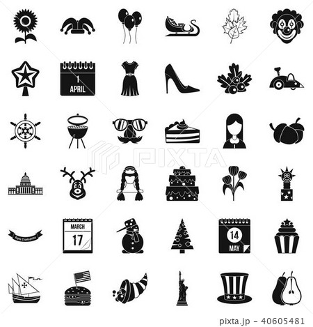 National folklore icons set, simple style 40605481