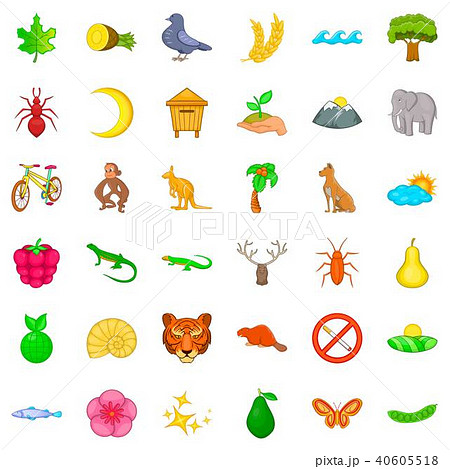 Nature protected territory icons set, cartoon style Nature protected territory icons set, cartoon style 40605518