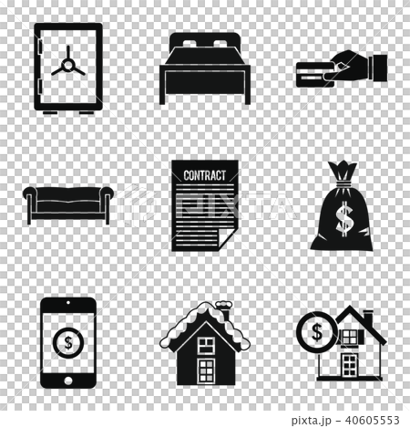 Property icons set, simple style 40605553