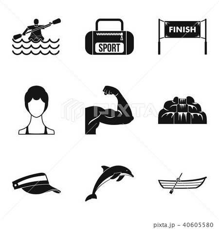 Rafting icons set, simple style Rafting icons set, simple style 40605580