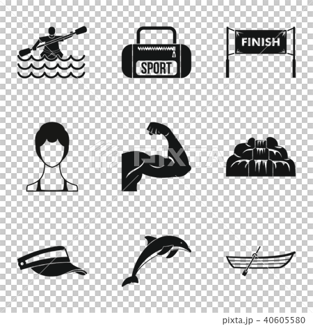 Rafting icons set, simple style Rafting icons set, simple style 40605580