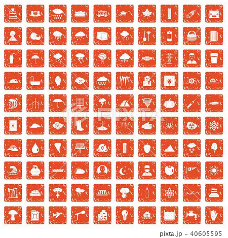 100 thunderstorm icons set grunge orange 100 thunderstorm icons set grunge orange 40605595