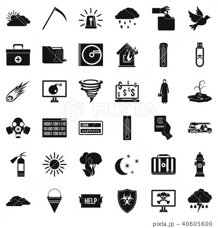 Back country icons set, simple style Back country icons set, simple style 40605600